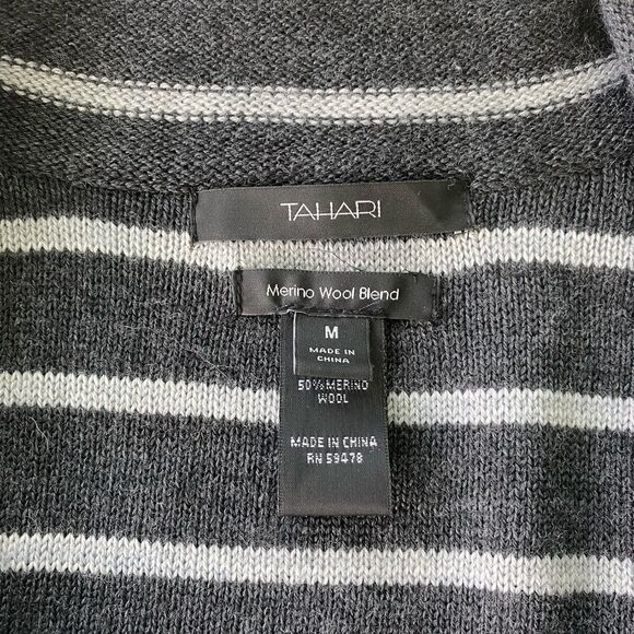 Tahari SWEATER BLAZER CARDIGAN GRAY MEDIUM - Picture 5 of 9